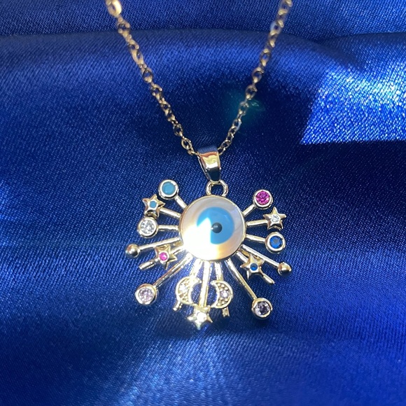 *NEW* 18K Gold Plated Evil Eye Jewelry Cubic Zirconia Pendant Necklace 🧿🪬 - Picture 9 of 11